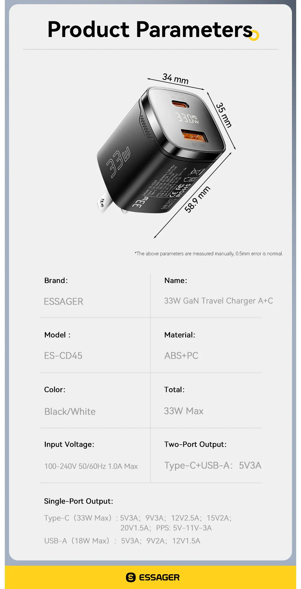 Essager GaN 33W Digital Display Charger