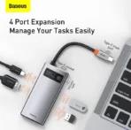 Baseus 4-in-1 Star Joy Series Multifunctional Type-C HUB Docking Station Gray - Image 2